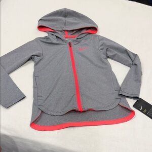 Nike Charcoal and Bright Red Zip-Up Hoodie
